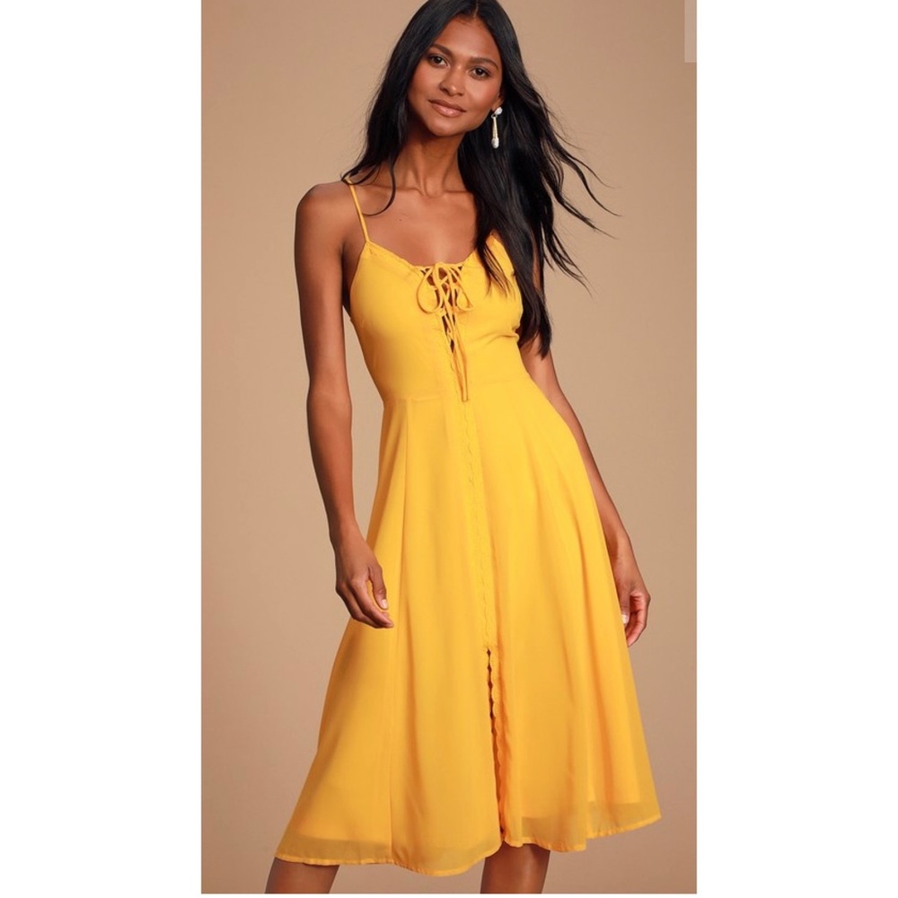 Lulus Yellow Midi Dress